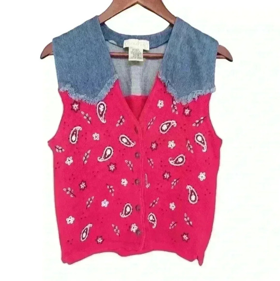 Mandal Bay Knit/Denim Vest - Picture 1 of 5